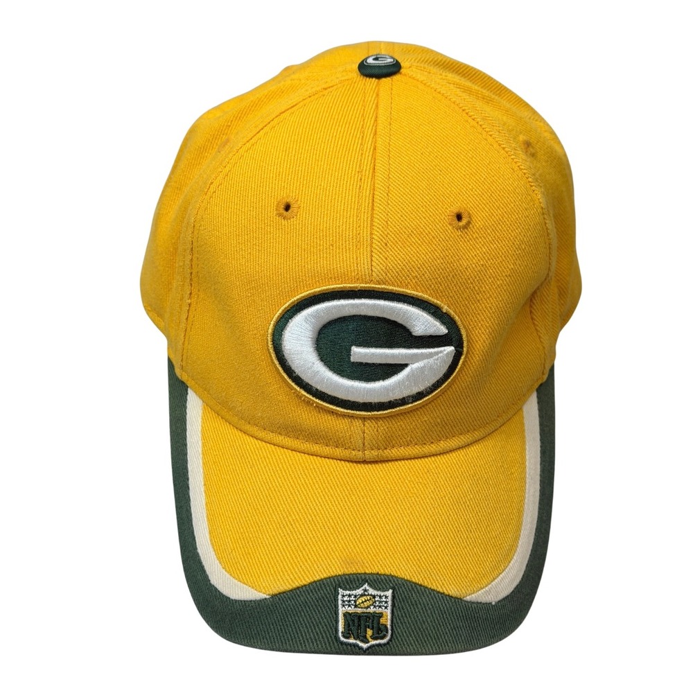 Reebok NFL Green Bay Packers Hat Yellow Green Adjustable Cotton Baseball Cap